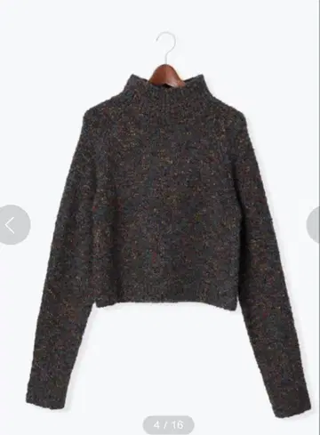 컬러 네프 하이넥 크롭 기장 니트