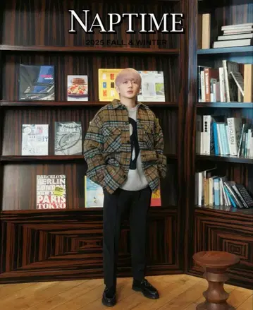 naptime 체크 패딩 자켓 브라운