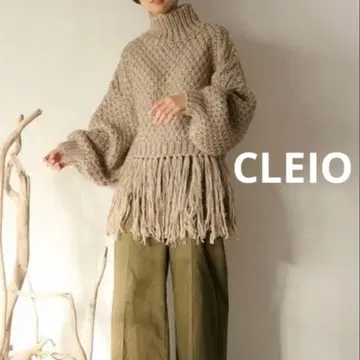 새상품급 CLEIO 클레이오 핸드니트 프린지 니트 베이지 F 긴팔 니트