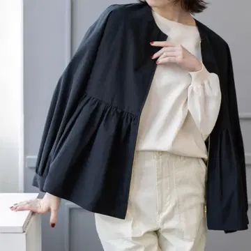 [ 오파크 클립 ] 발수 노카라 페플럼 블루종 S 블랙