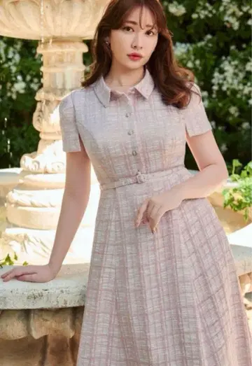 Annecy Belted Dress misty pink M 사이즈