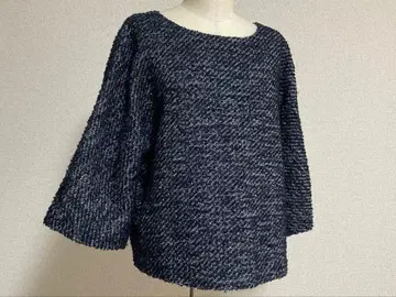 고급 드레스 털리아 트위드 풀오버 블라우스 네이비 여성용