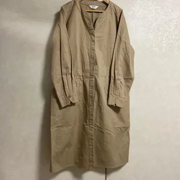 BEAMS HEART 베이지 노카라 코트 코튼 100%