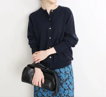 IENA 캐시미어 크루넥 가디건 네이비