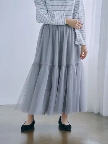 [ 새상품급 ] 라메 튤 리버서블 스커트 short / 라이트 그레이