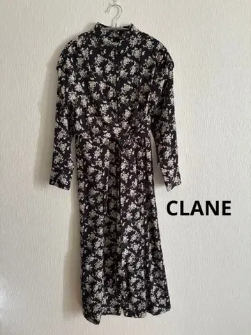 CLANE 꽃무늬 롱 드레스 블랙/화이트