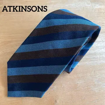 ATKINSONS 아토킨슨 넥타이 블루 스트라이프 울 100%
