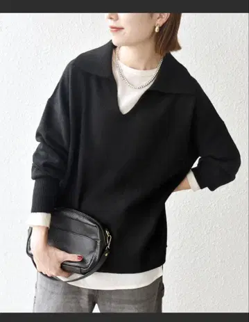 SHIPS any AQUA 캐시미어 믹스 스키퍼 칼라 풀오버