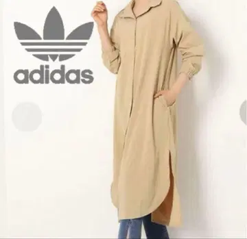 adidas 아디다스 롱 셔츠 원피스 베이지 미사용에 가까운 M