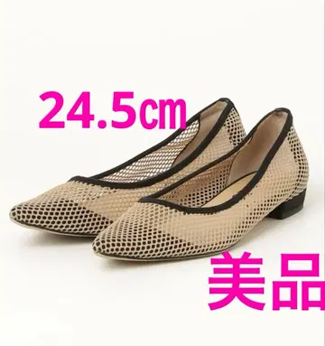 르 탈론 24.5cm 포인트 넷 플랫 플랫 펌프스 베이지