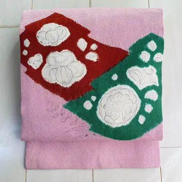 [ 츠지가하나 문양 크레이프 원단 순수 실크 나고야 오비 ]