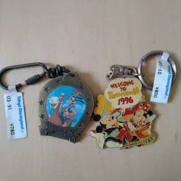 디즈니랜드 미키 구피 키링 키체인 레트로