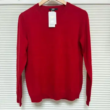 UNIQLO 캐시미어 100% 크루넥 스웨터 XL 레드 택 포함