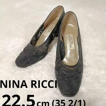 NINA RICCI 자수 메쉬 블랙 펌프스 22.5 상당