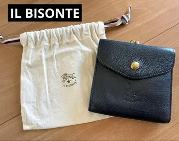 IL BISONTE 접이식 지갑 블랙 가죽 개구리 입