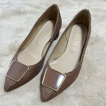 새상품급 LeTalon 브라운 버클 스틸레토 펌프스 23.5cm