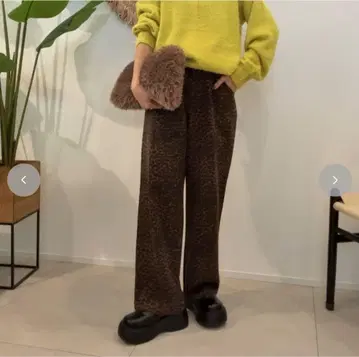 시마무라 saori 콜라보 레오파드 패턴 팬츠 브라운 L 사이즈