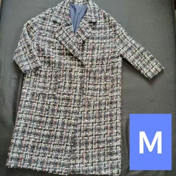 BIRTHDAY BASH 트위드 롱 코트 체스터 코트 M 블루