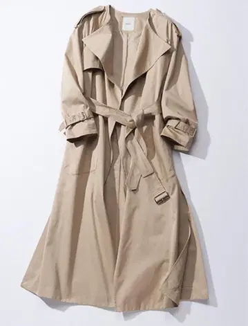 에브레 드레스 트렌치코트 베이지 벨트 포함 롱 기장