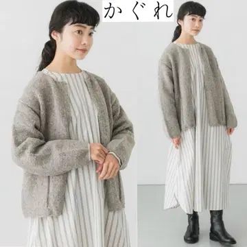 카구레 페루 크루넥 가디건 페루 니트 그레이지