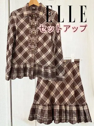 ELLE 셋업 긴팔 셔츠 플레어 스커트