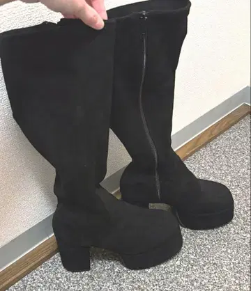 스웨이드 블랙 롱 부츠 23.5
