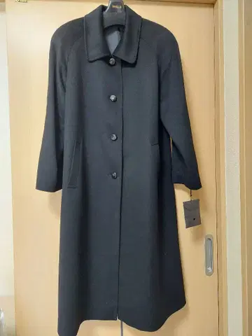 미사용품 블랙 롱 코트 버튼 포함 9호 M 상당
