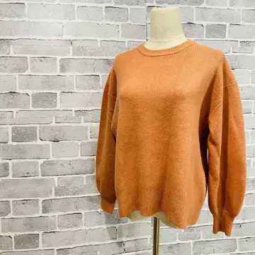 ADAY IN THE LIFE 오렌지 니트 스웨터 벌룬 소매 B259