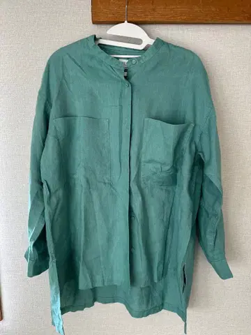 오가닉 린넨 긴팔 셔츠 그린