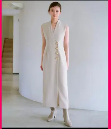 SNIDEL 슬리브리스 롱 원피스 베이지