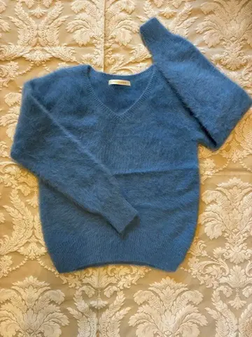 PINKY&DIANNE 폭스, 캐시미어 V넥 스웨터 블루