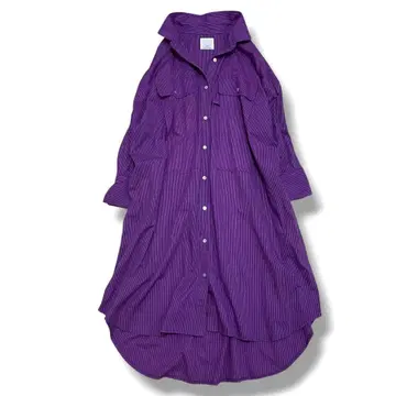 새상품급 진 헤븐즈 스트라이프 셔츠 원피스 보라색 루즈핏 체형 커버