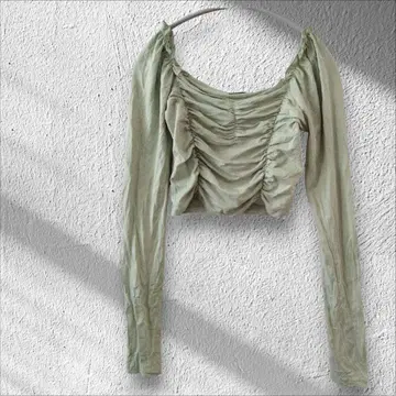 SHEIN 라이트 그린 크롭 긴팔 티셔츠 [S]