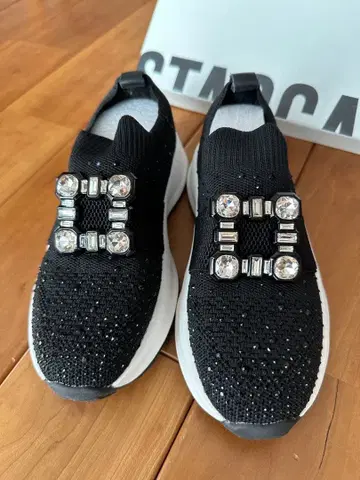 STACCATO 로로 버클 벨트 니트 콤비 슬립온 블랙 미사용 새상품