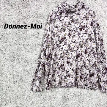 3288 도네모아 Donnez-Moi 꽃무늬 상의 티셔츠 하이넥