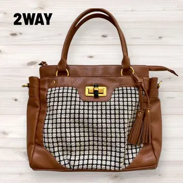 [ 새상품 ] 브라운 격자 무늬 핸드백 숄더백 2way