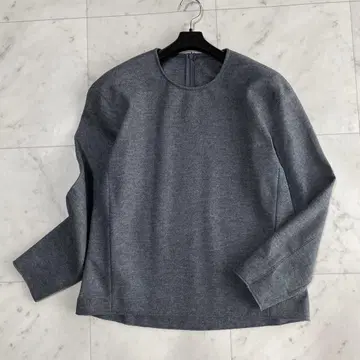 새상품 23구 울 압축 스무스 크루넥 상의 긴팔 그레이 38