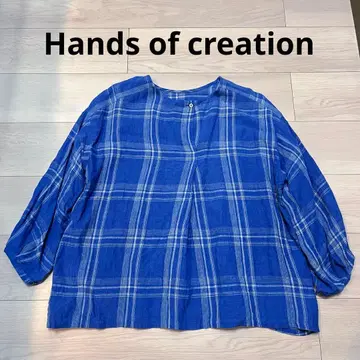 [일본제] Hands of creation 린넨 체크 셔츠 린넨 100%