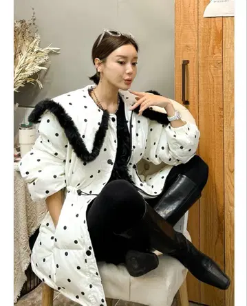 한국 VIVARUBY 비바 도트 무늬 다운 자켓