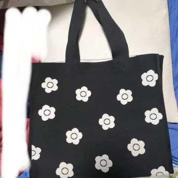 꽃무늬 디자인 토트백 블랙