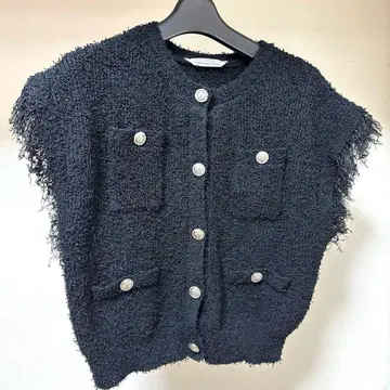 Gready Brilliant 트위드풍 프린지 베스트 F 블랙