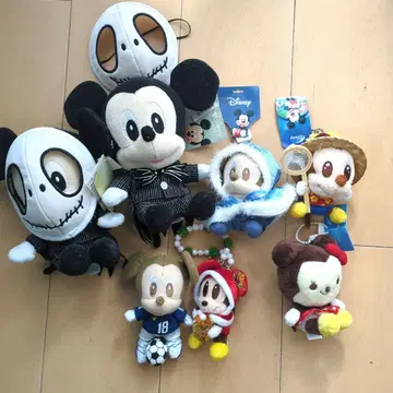 미키 & 잭 스케리톤 봉제 인형 키링 세트