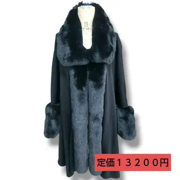 망토 판초 인조 모피 메텔 코트 블랙 오버 사이즈