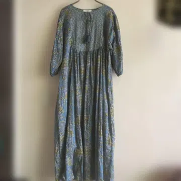 사만다 모스모스 블루 인도 면 꽃무늬 원피스