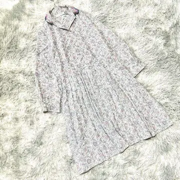 아메리칸 빈티지 페이즐리 무늬 롱 원피스 A라인 플리츠 레트로