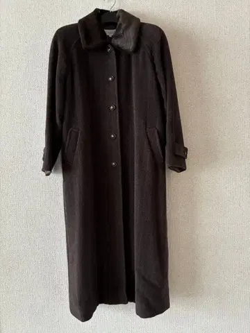 울 100% 카라 퍼 부착 롱 코트 빅 사이즈