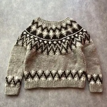 coen 페루산 노르딕 무늬 핸드 니트 풀오버 구심 무늬