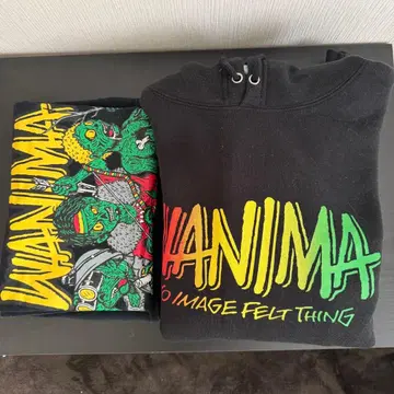 WANIMA 후드 부착 맨투맨 T셔츠