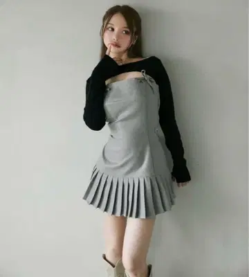 andmary Karen 니트 세트 미니 드레스 그레이 M