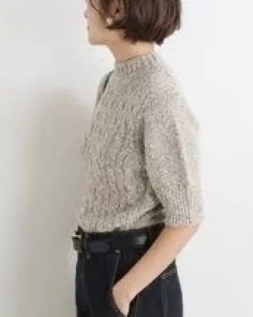 IENA MIX  디자인 하프 슬리브 풀오버 베이지